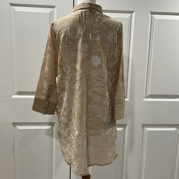Gretchen Scott Botanical Garden Beige Embroidered Top Tunic Small, like new - Picture 6 of 7